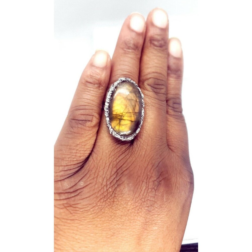 Labradorite Crystal Ring Adjustable - Picture 9 of 12